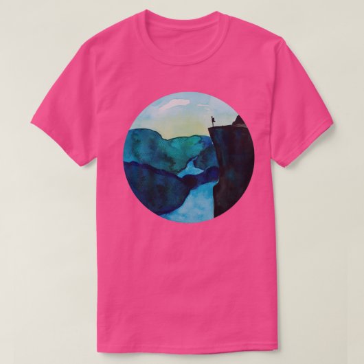 Norway Preikestolen I Backpacker I Watercolour Des T-shirt (Design voorkant)