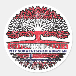 Norwegen Norwegisch Österreichisch Österreich Baum Ronde Sticker