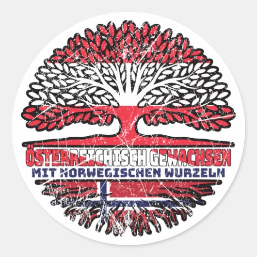 Norwegen Norwegisch Österreichisch Österreich Baum Ronde Sticker (Voorkant)