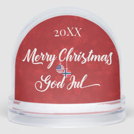 Norwegian American Merry Christmas God Jul Sneeuwbol