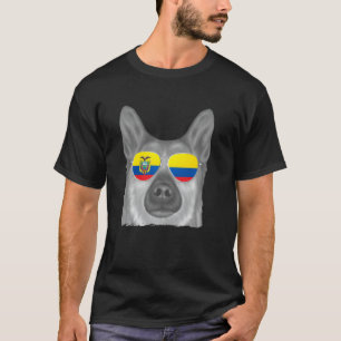 Norwegian Buhund Dog Ecuador Vlag Zonnebril T-shirt