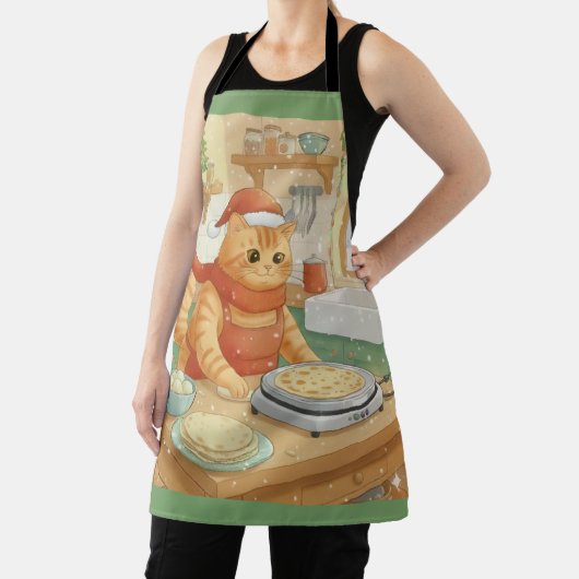 Norwegian Cat Making Christmas Lefse, Apron Schort (Insitu)