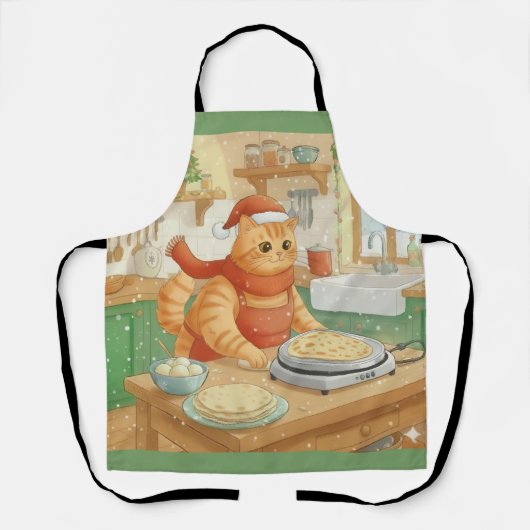 Norwegian Cat Making Christmas Lefse, Apron Schort (Voorkant)
