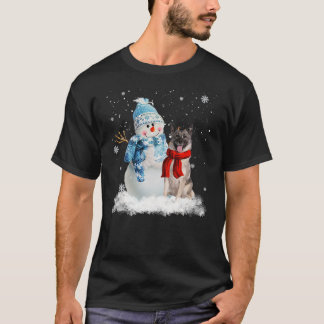 Norwegian Elkhound Dog Christmas Snowman Christmas T-shirt