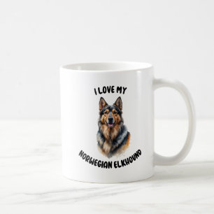 Norwegian Elkhound Dog Waterverf Art Koffiemok