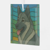 Norwegian Elkhound "Glas in lood" Glass Ornament (Voorkant links)