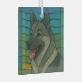 Norwegian Elkhound "Glas in lood" Glass Ornament (Voorkant Rechts)