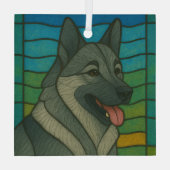 Norwegian Elkhound "Glas in lood" Glass Ornament (Achterkant)