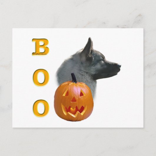 Norwegian Elkhound Halloween Boo Briefkaart (Voorkant)