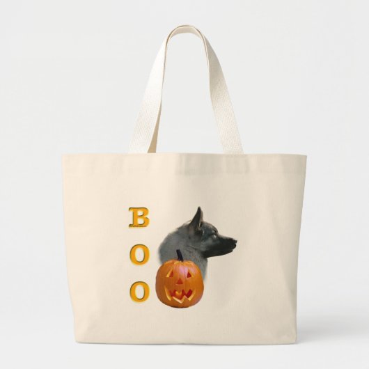 Norwegian Elkhound Halloween Boo Grote Tote Bag (Voorkant)