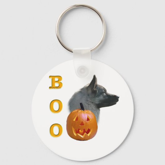Norwegian Elkhound Halloween Boo Sleutelhanger (Voorkant)