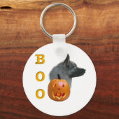 Norwegian Elkhound Halloween Boo Sleutelhanger (Voorkant)