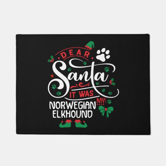Norwegian Elkhound Hondenkerstmis Hondenras Deurmat (Voorkant)
