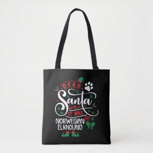 Norwegian Elkhound Hondenkerstmis Hondenras Tote Bag