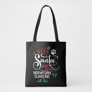 Norwegian Elkhound Hondenkerstmis Hondenras Tote Bag