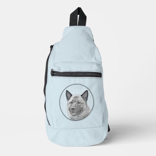 Norwegian Elkhound Schilderij Schattigee originele Sling Bag (Voorkant)