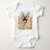 Norwegian Elkhound Watercolor Baby Bodysuit (Voorkant)