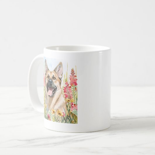 Norwegian Elkhound Watercolor Mug Koffiemok (Voorkant links)
