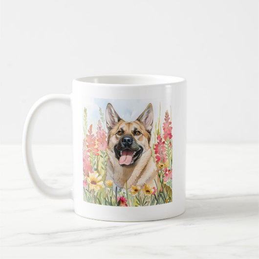 Norwegian Elkhound Watercolor Mug Koffiemok (Links)