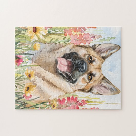 Norwegian Elkhound Watercolor Puzzle Legpuzzel (Horizontaal)