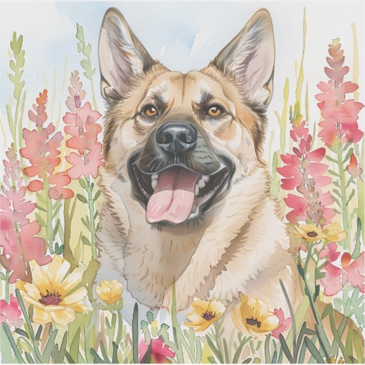 Norwegian Elkhound Watercolor Sticker (Voorkant)