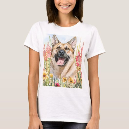 Norwegian Elkhound Watercolor Women's T-Shirt (Voorkant)