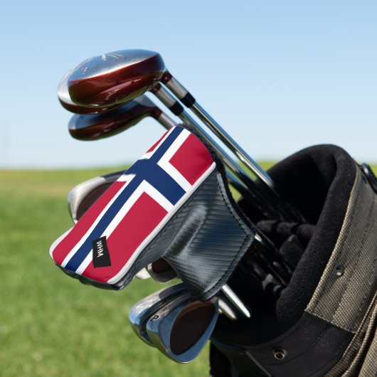 Norwegian Flag - Custom Golf Putter Head Hoesje Golfheadcover (Insitu)