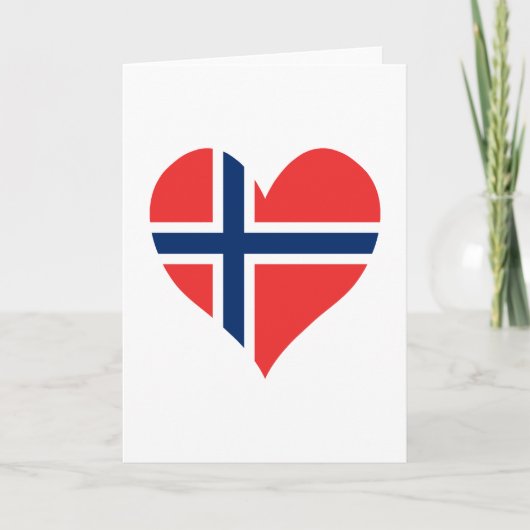 Norwegian Flag Heart Kaart (Voorkant)