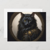 Norwegian Forest black Cat Briefkaart (Voorkant / Achterkant)