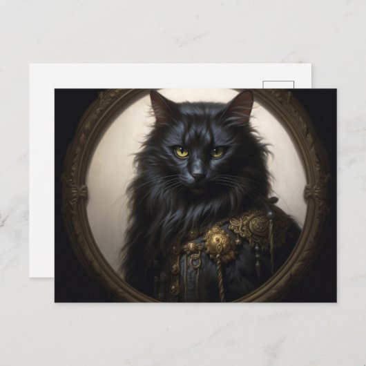 Norwegian Forest black Cat Briefkaart (Voorkant / Achterkant)
