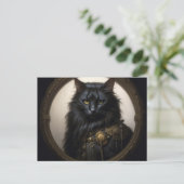 Norwegian Forest black Cat Briefkaart (Staand voorkant)