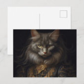 Norwegian Forest black Cat Briefkaart (Voorkant / Achterkant)