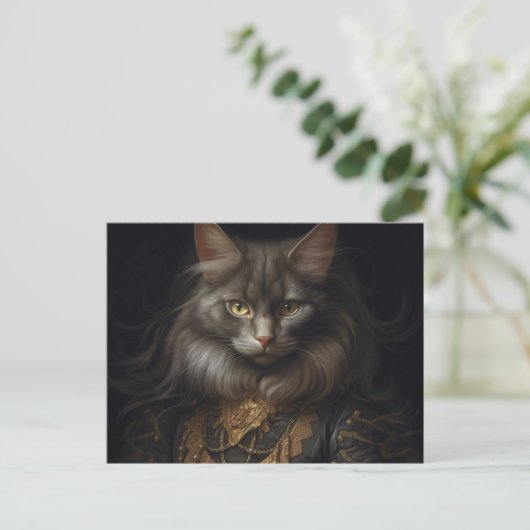 Norwegian Forest black Cat Briefkaart (Staand voorkant)