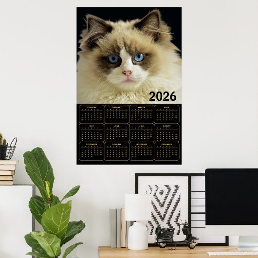 Norwegian Forest Cat – 2026 Wall Calendar Design Poster (Thuiskantoor)