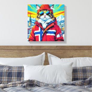 NORWEGIAN FOREST CAT-BIG CITY CAT CANVAS AFDRUK