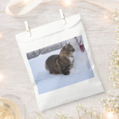 norwegian forest cat in snow bedankzakje (Geknipt)
