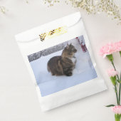 norwegian forest cat in snow bedankzakje (Gezegeld)