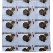 norwegian forest cat in snow douchegordijn (Voorkant)