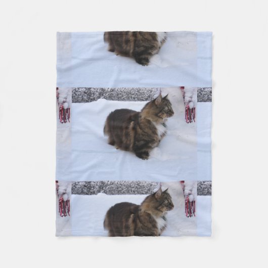 norwegian forest cat in snow fleece deken (Voorkant)