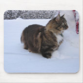 norwegian forest cat in snow muismat (Voorkant)