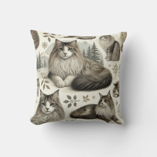 Norwegian Forest Cat Pattern Cushion Kussen