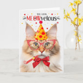 Norwegian Forest Cat Sinaasappel MEOWvelous Verjaa Kaart (Gele Bloem)