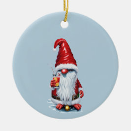 Norwegian Gnome Holding A Cranberry Juice Cocktail Keramisch Ornament