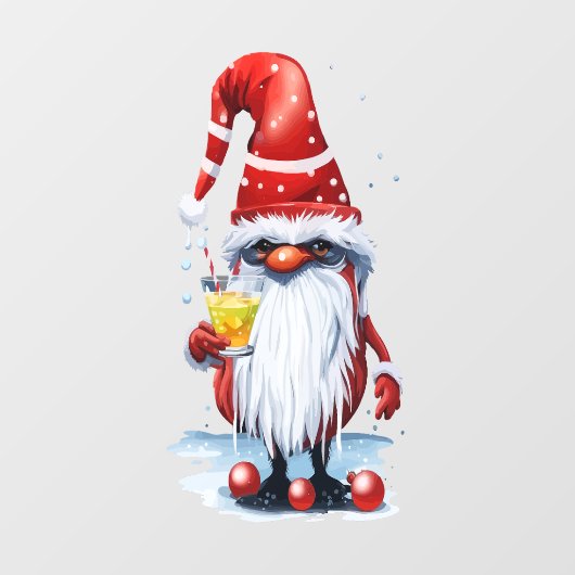 Norwegian Gnome Holding A Hot Toddy Raamsticker (Vel)