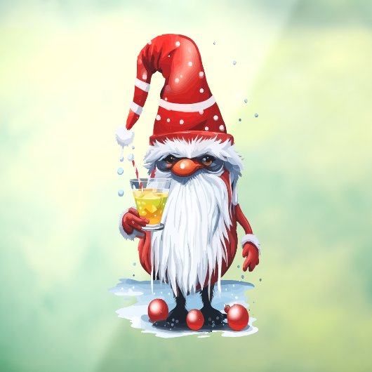 Norwegian Gnome Holding A Hot Toddy Raamsticker (Vel 3)