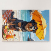 Norwegian Lundehund Beach Scene Legpuzzel (Horizontaal)