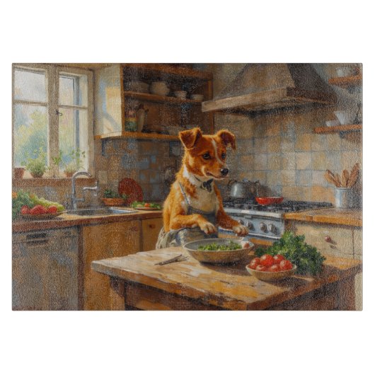 Norwegian Lundehund Cooking in Kitchen Snijplank (Voorkant)