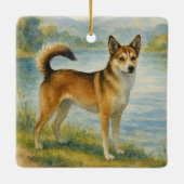 Norwegian Lundehund Keramisch Ornament (Achterkant)