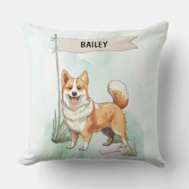 Norwegian Lundehund Watercolor Personalized Dog Kussen