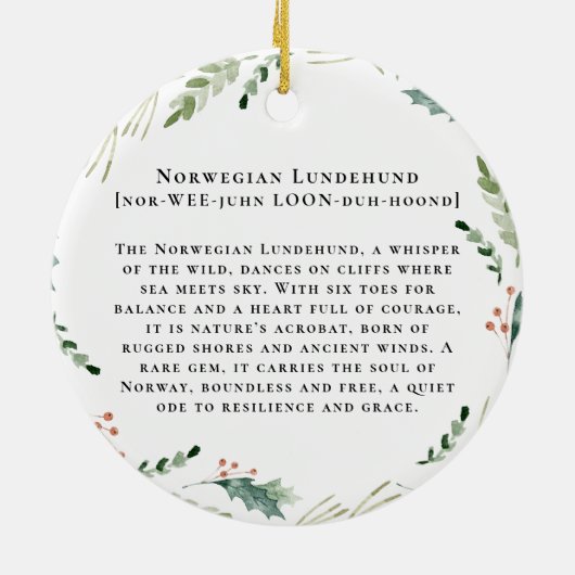 Norwegian Lundehund Waterverf Dog | Monogram Keramisch Ornament (Achterkant)